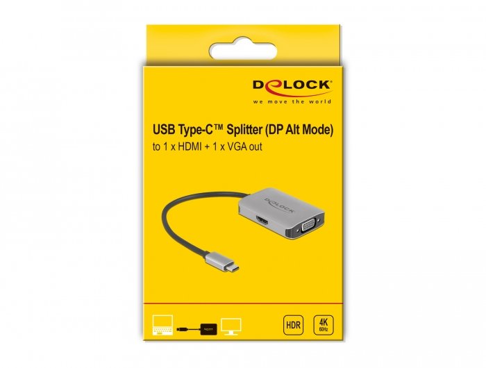 Delock Usb Type-C Splitter Dp Altmode > 1 X Hdmi + 1 X Vga Out