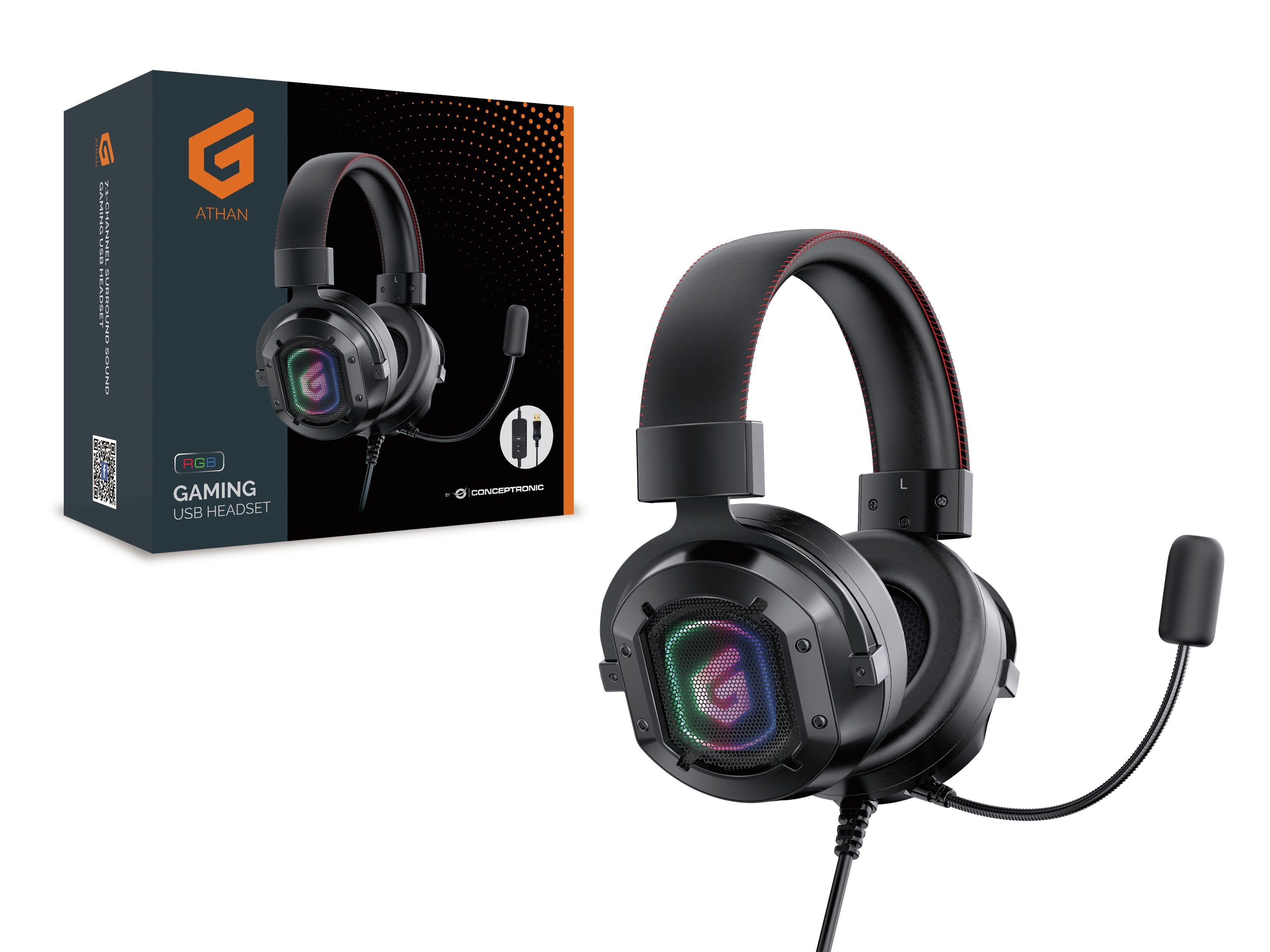 Conceptronic Auriculares Usb  2.2m Cable,Mikro,Lautreg.,7.1sound