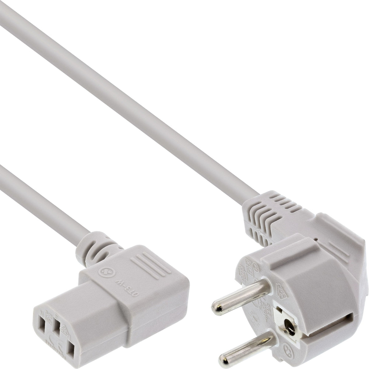 Cable De Alimentación Inline Tipo F En Ángulo A 3 Pines Iec-C13 En Ángulo Gris 1,8 M