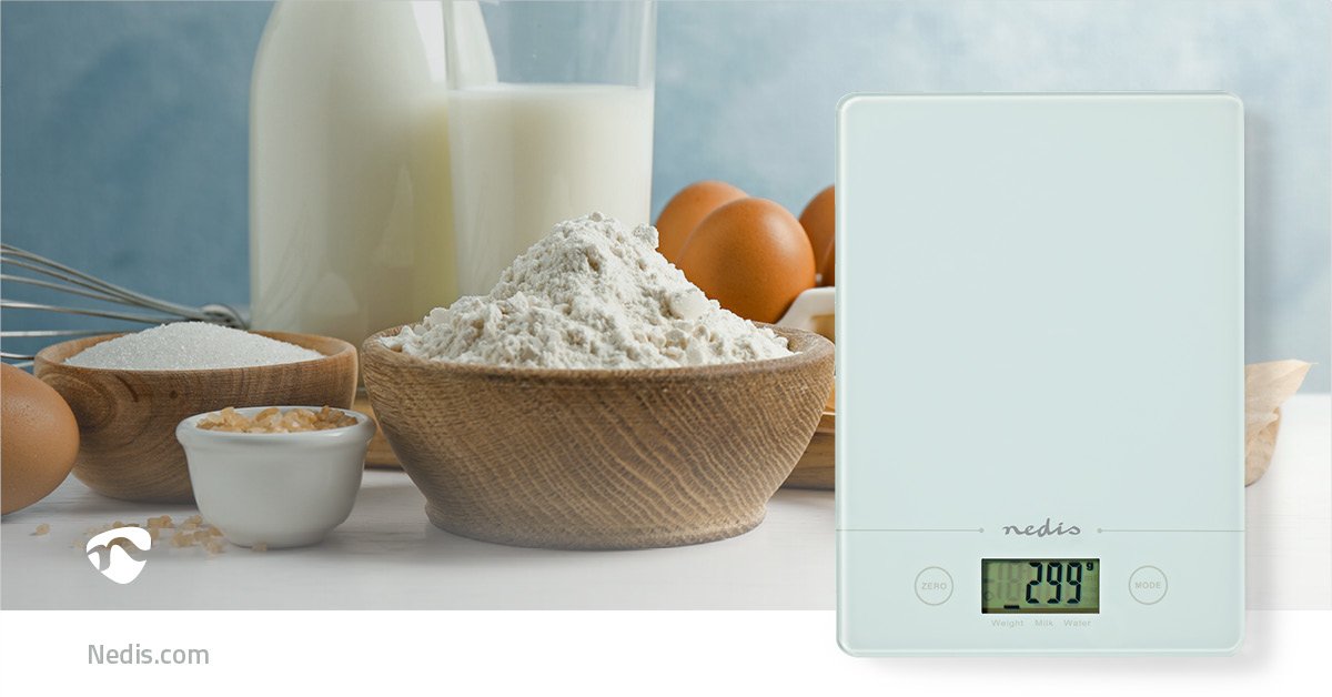 Nedis Bascula De Cocina  Digital  Cristal 3mm / Plastico   Blanco