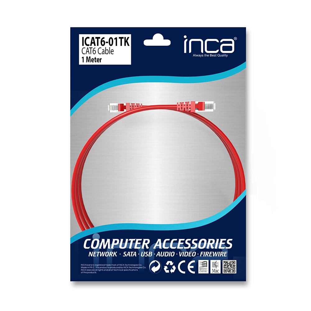 EAN 8697980468542 - Inca CAT6 RJ45 1 m cable de red Rojo U/UTP (UTP) imagen 7