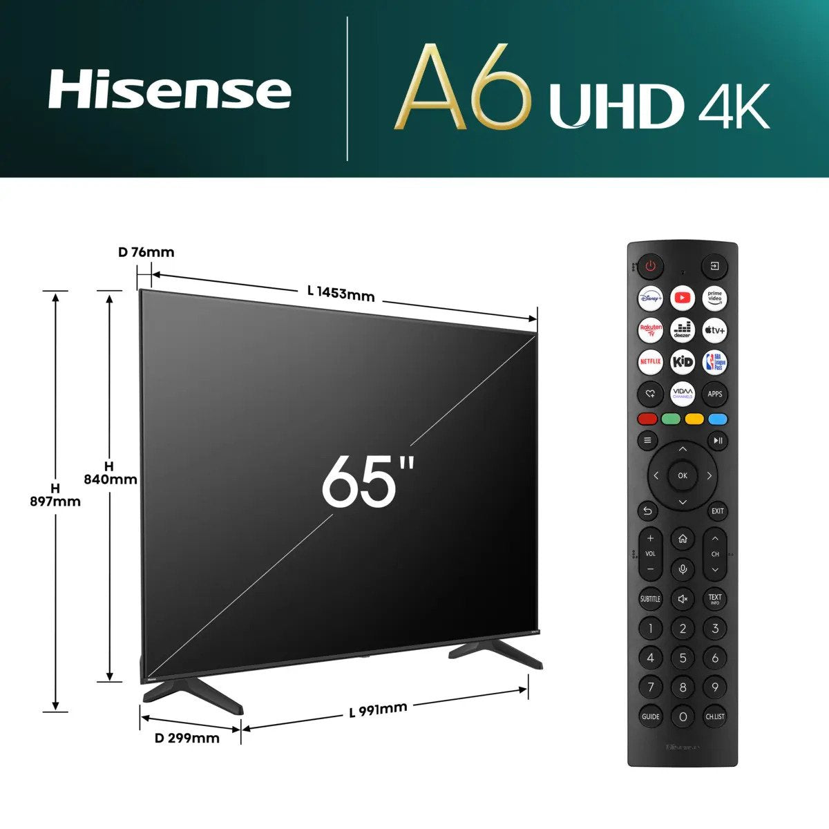 EAN 6942351406688 - Hisense 65A6N 165,1 cm (65") 4K Ultra HD Smart TV Wifi Negro 300 cd / m² imagen 2