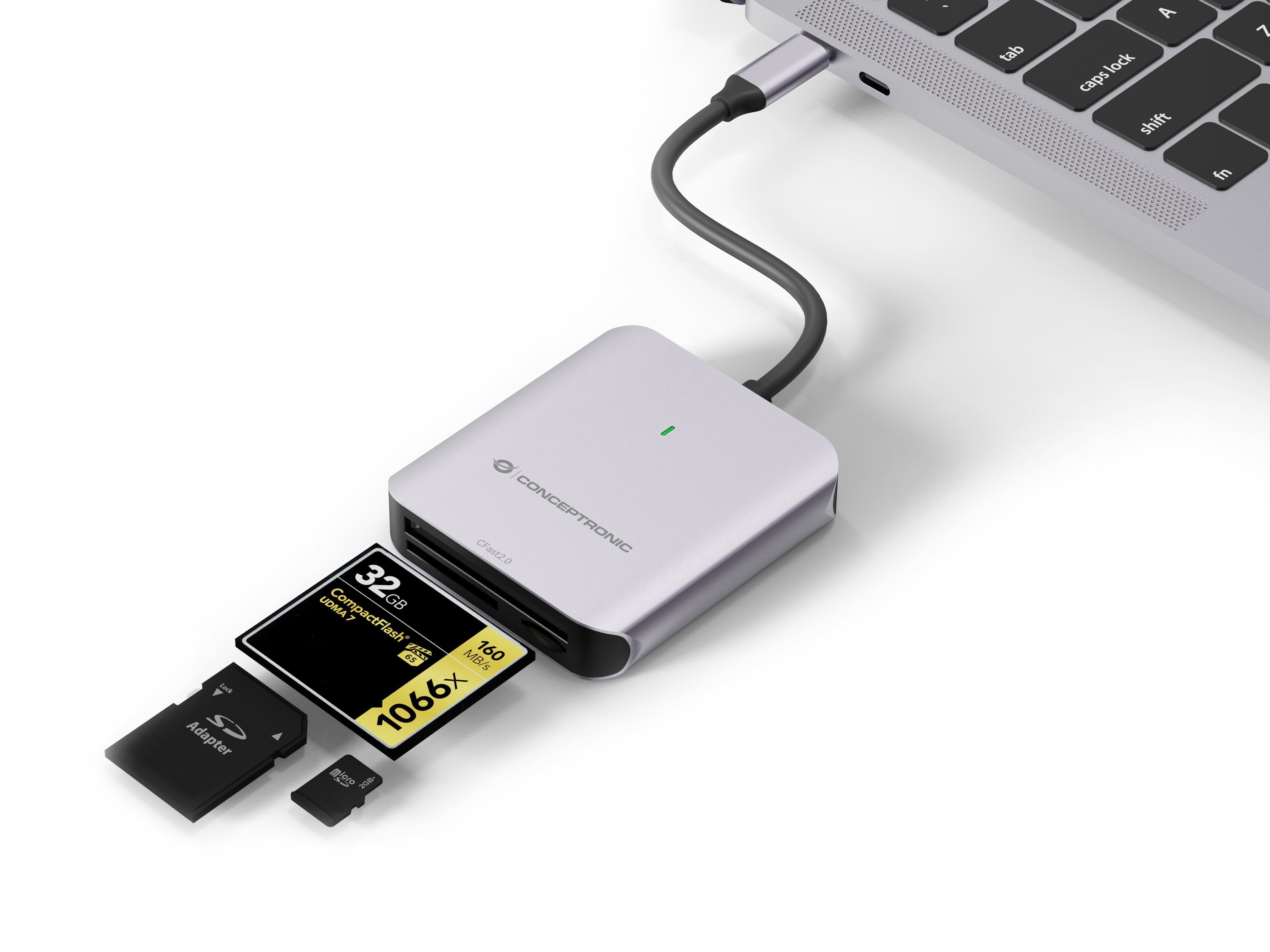 Card Reader Externo Conceptronic Bian09g Usb-C Sd/Sdhc/Sdxc Microsd/Tflash