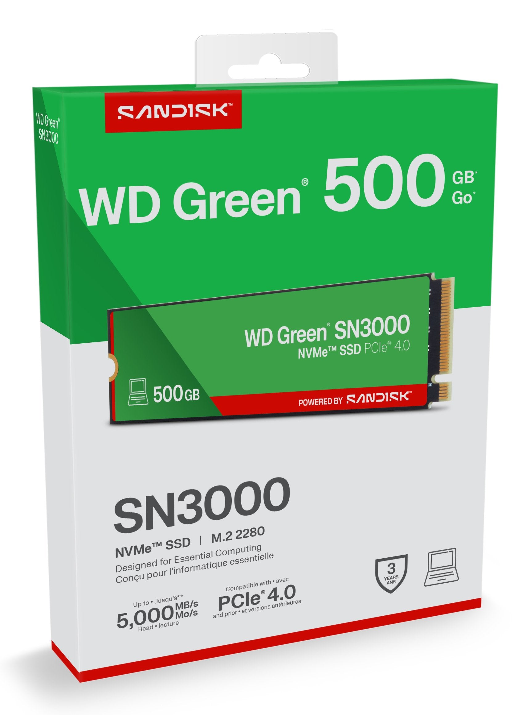 EAN 0718037904634 - SanDisk Green WD SN3000 NVMe 500 GB M.2 PCI Express 4.0 QLC 3D NAND imagen 5