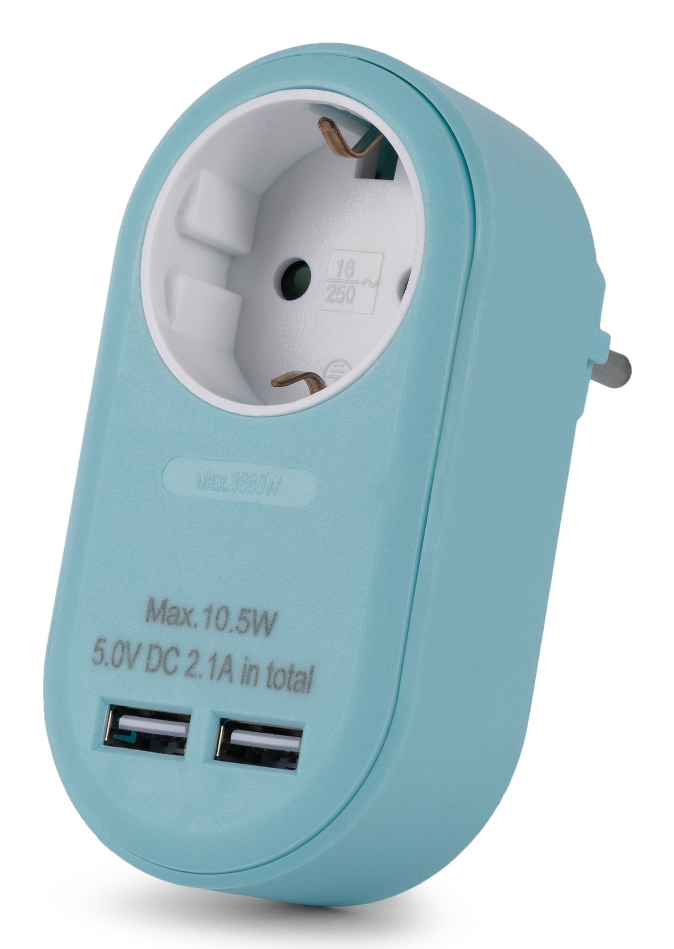 Entac Meckdosenadaptador + 2x Usb-A Azul