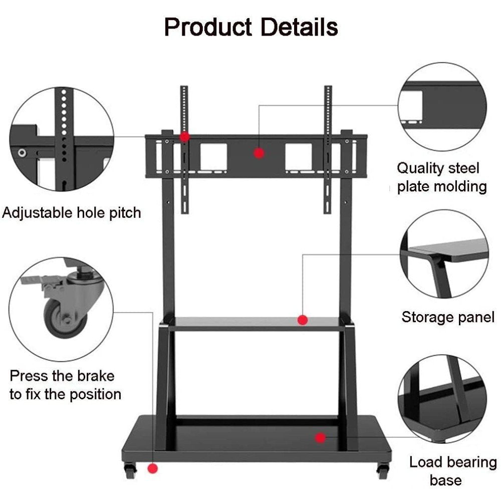Techly Ica-Tr30 Soporte De Pie Para Pantalla Plana 2,54 M (100") Soporte De Suelo Con Ruedas Para Pantalla Plana Negro