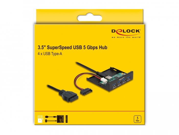 Delock Panel 3.5" Interno Usb 3.2 Gen 1 Hub 4 Puerto