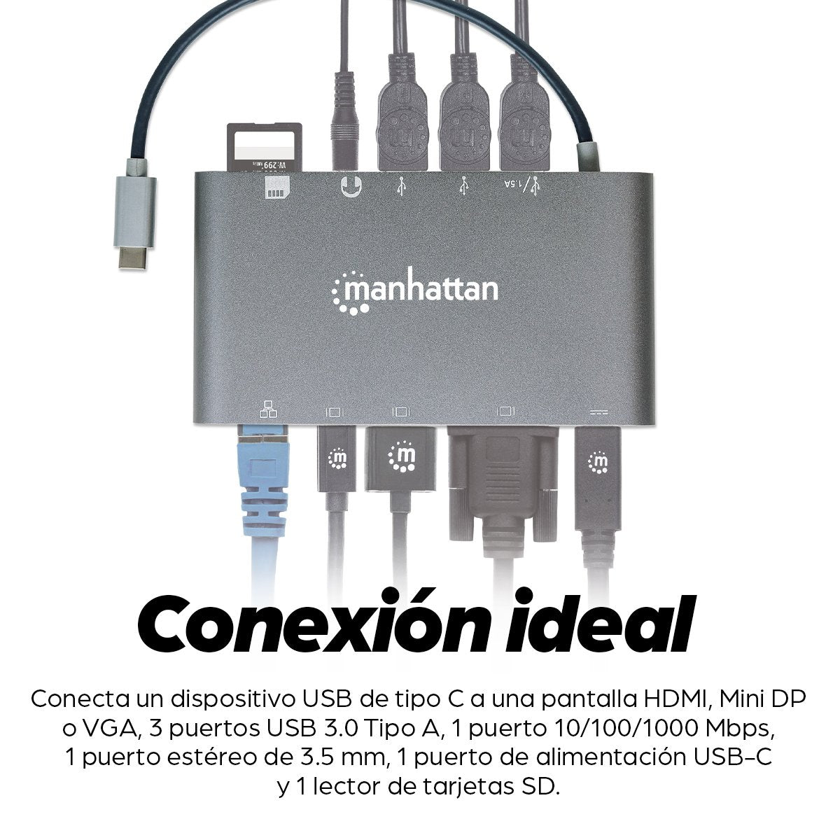 EAN 0766623152808 - Manhattan 152808 base para portátil y replicador de puertos Alámbrico USB 3.2 Gen 1 (3.1 Gen 1) Type-C Pl imagen 11