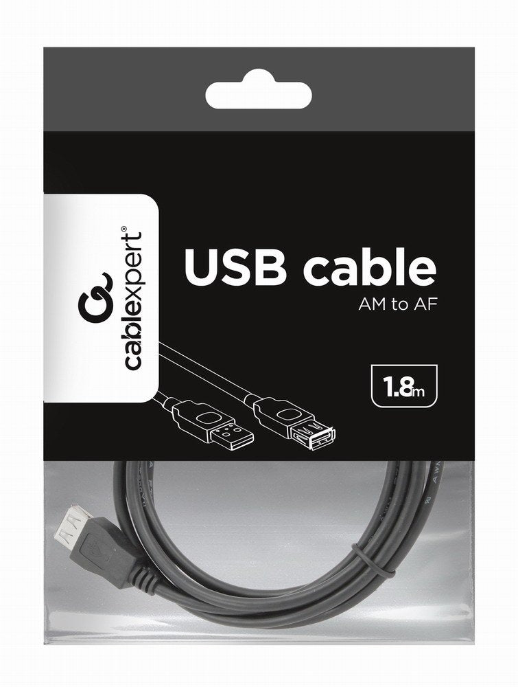 Gembird Cable Usb2.0  A/A (Alargo) M/H  1.8m Negro  Ccp-Usb2-Amaf-6