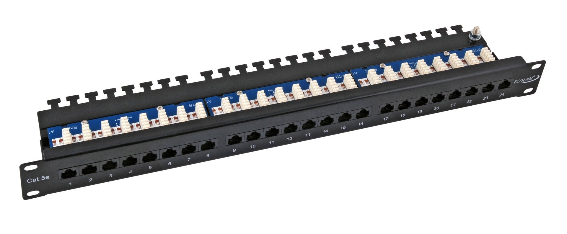 Ecolan Patchpanel Utp 24xrj45 Cat.5e, 19 1he, Ral9005 Schwarz