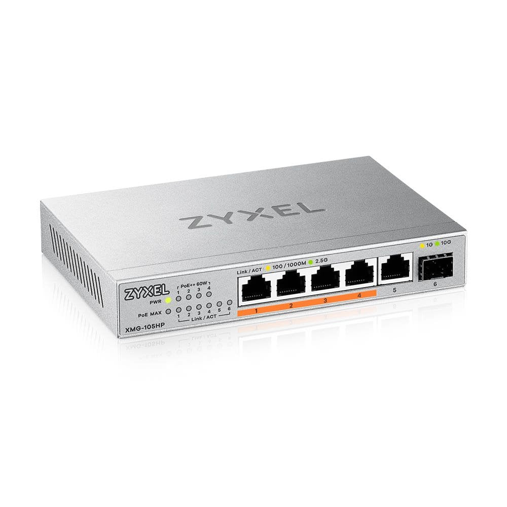 Zyxel Switch Xmg-105 5 Port 10 2,5g Multigig Poe++ Unmanaged