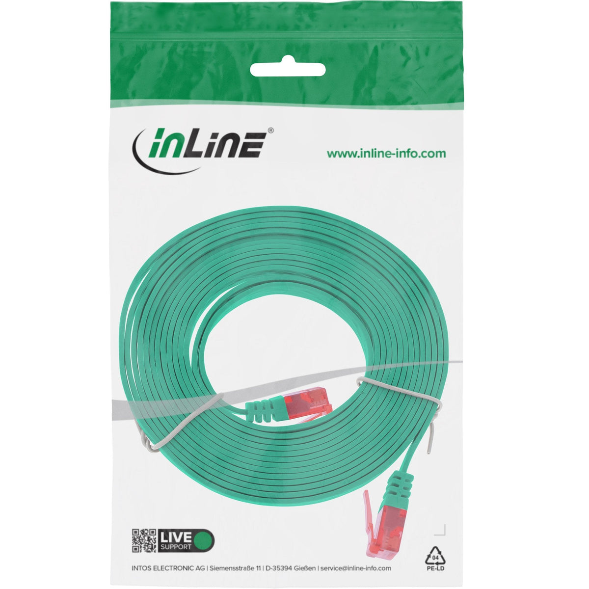 Inline Flat Ultraslim Cable De Red U/Utp Cat.6 Gigabit Ready Verde 5m