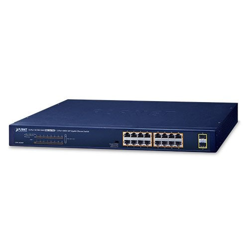 Planet Gsw-1820hp Switch No Administrado Gigabit Ethernet [10/100/1000] Energía Sobre Ethernet [Poe] 1u Azul (16-Port 10/100/1000t 802.3at - Poe + 2-Port 1000x Sfp - Ethernet Switch Gsw-1820hp, Unmanaged, Gigabit Ethernet [10/100/1000], Ful