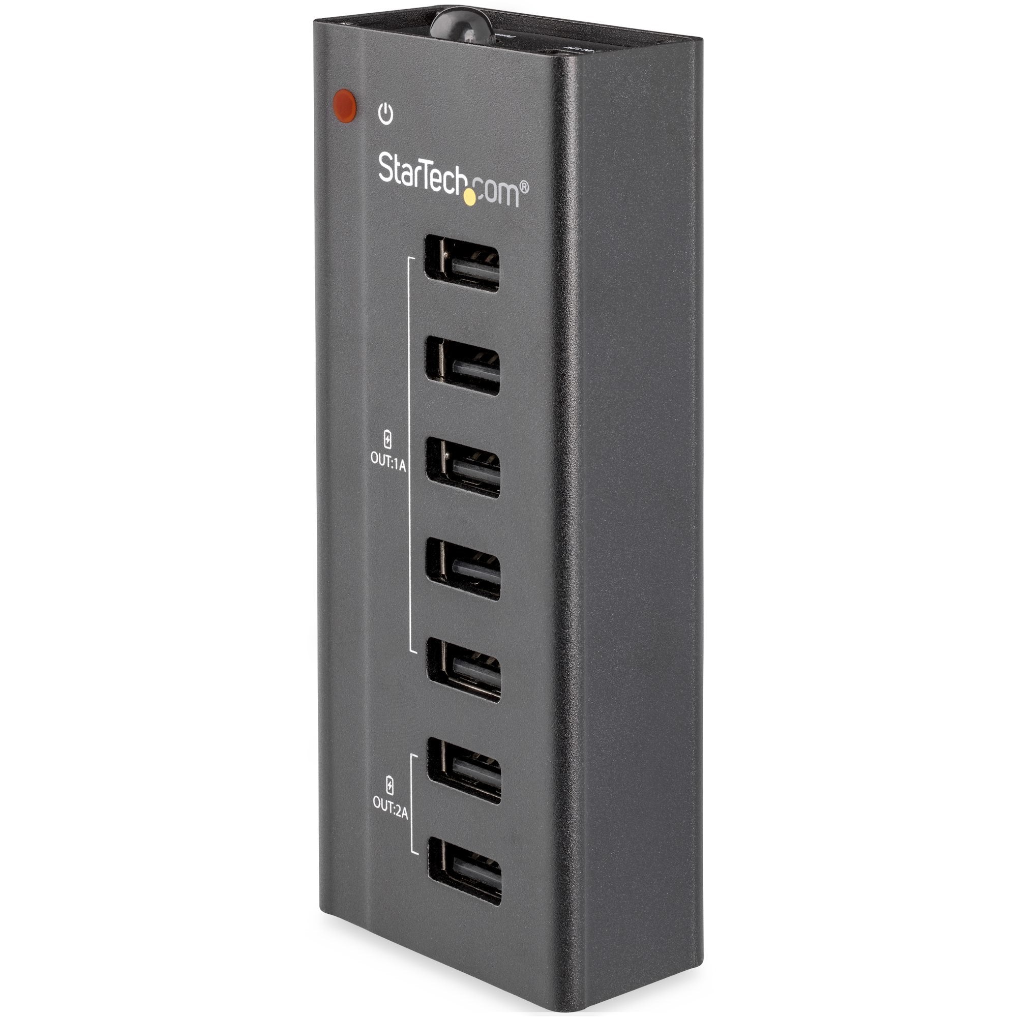 Startech.Com Estación De Carga Usb De 7 Puertos Autónoma - 5x Puertos De 1a Y 2x Puertos De 2a - Base De Carga Usb