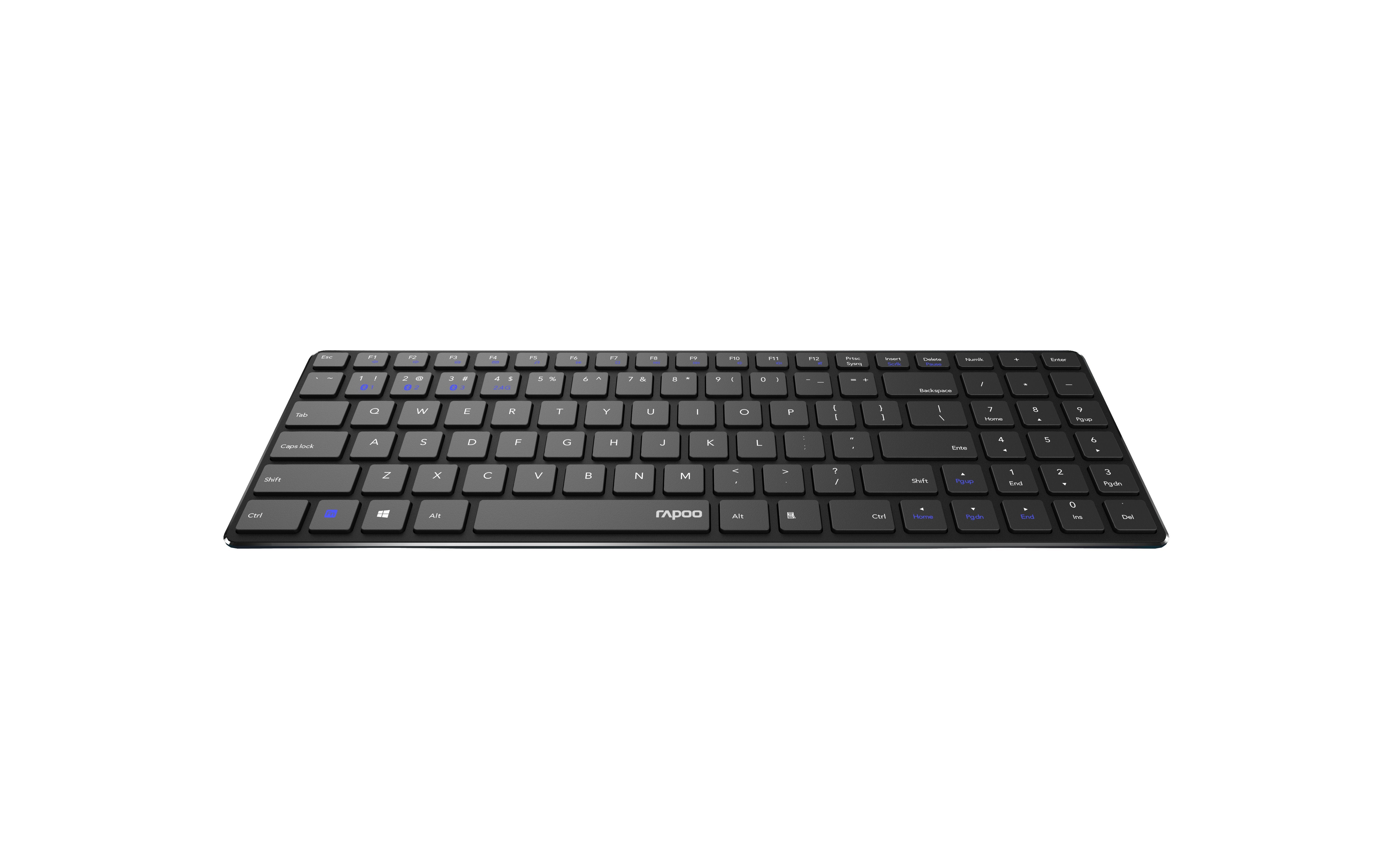 Teclado Rapoo Wireless Y Bluetooth E9100m Portugues 2.4ghz Bt 3.0 4.0 DiseãO Ultrafino Negro