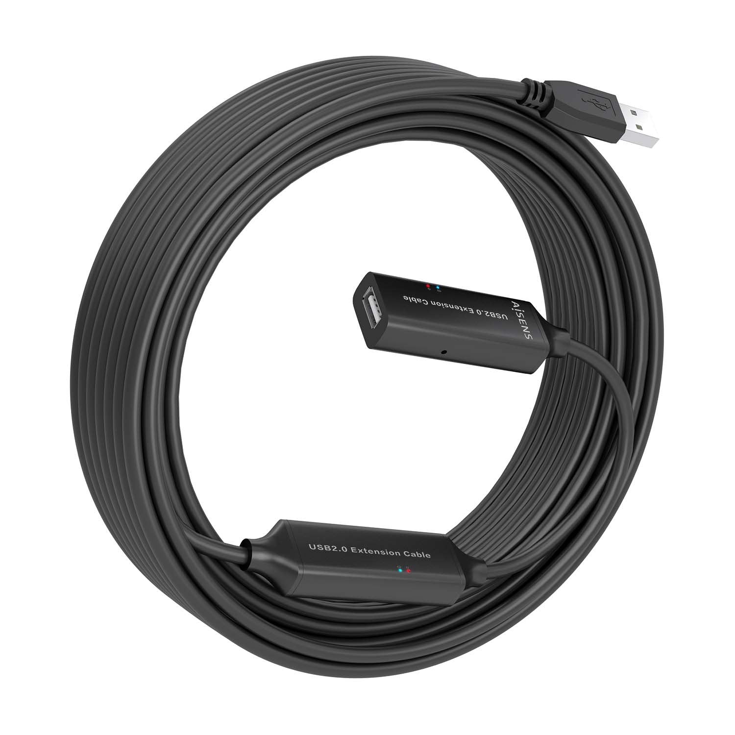 Aisens Cable Usb 2.0 Prolongador Con Amplificador, Tipo A/M-A/H, Negro, 15m