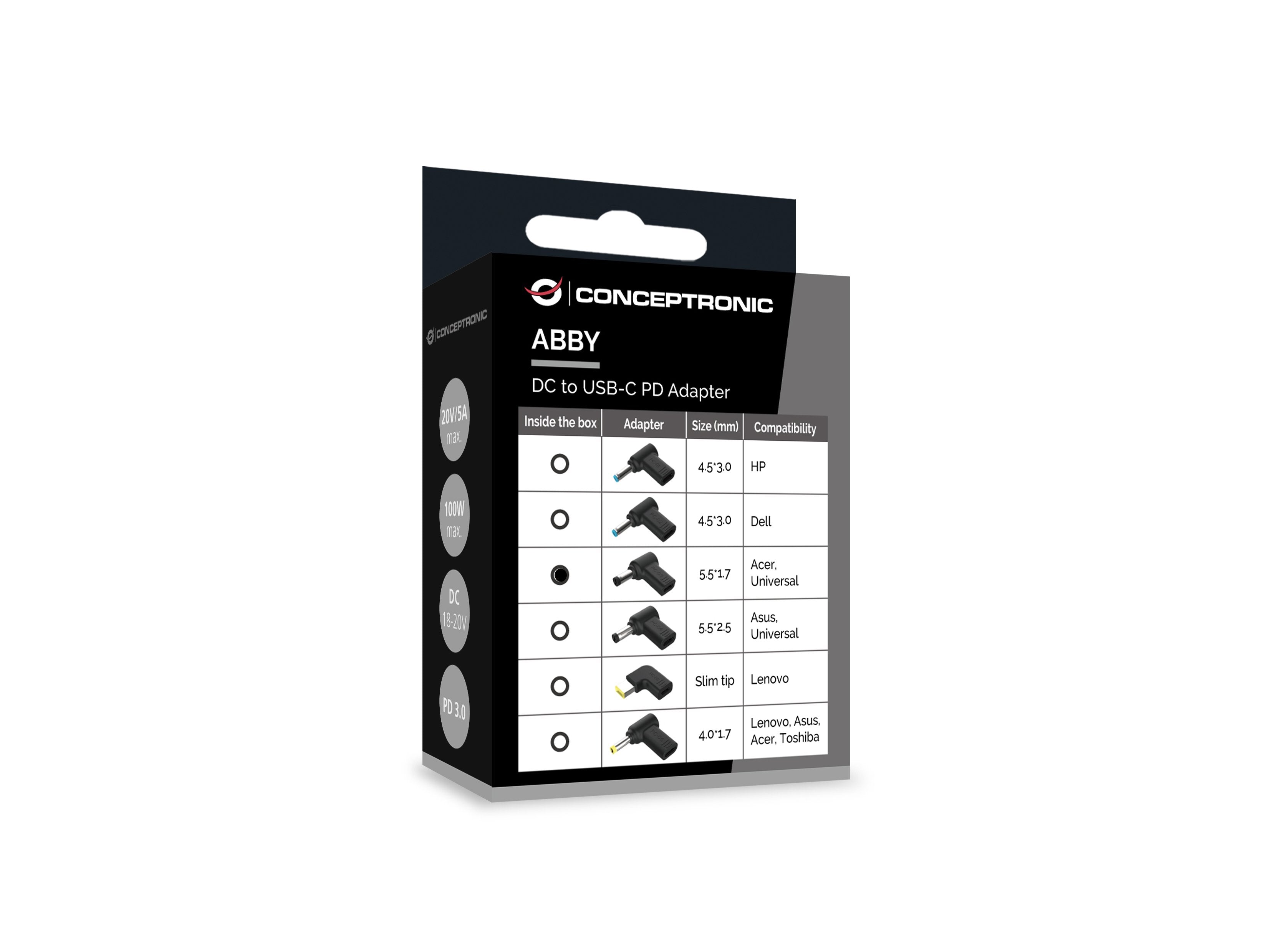 Conceptronic Adaptador Usb-C -> Dc, Acer 5.5x1.7mm 18-20v Sw