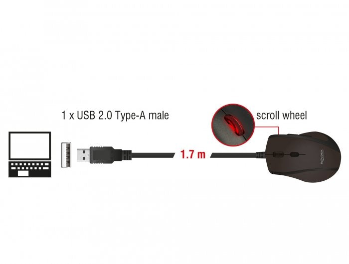Delock 12548 Ratón Usb Tipo A Óptico 2400 Dpi Zurdos