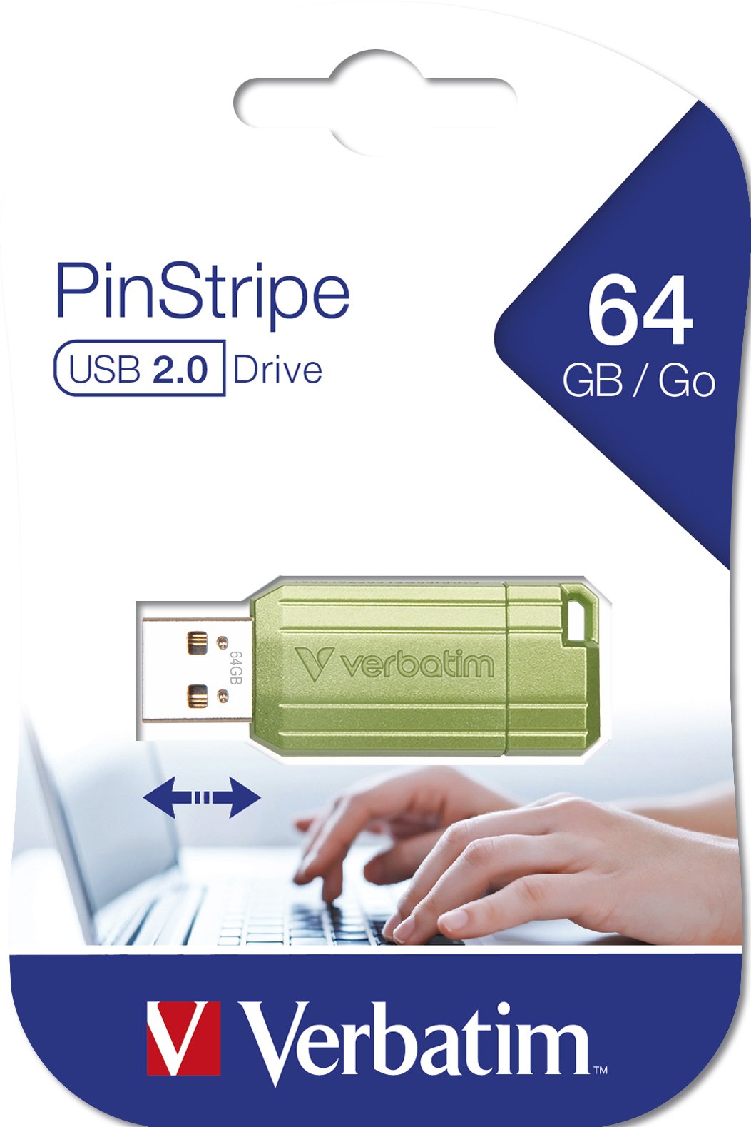 Usb-Mick 64gb Verbatim 2.0 Pin Mripe Eucalyptus Verde