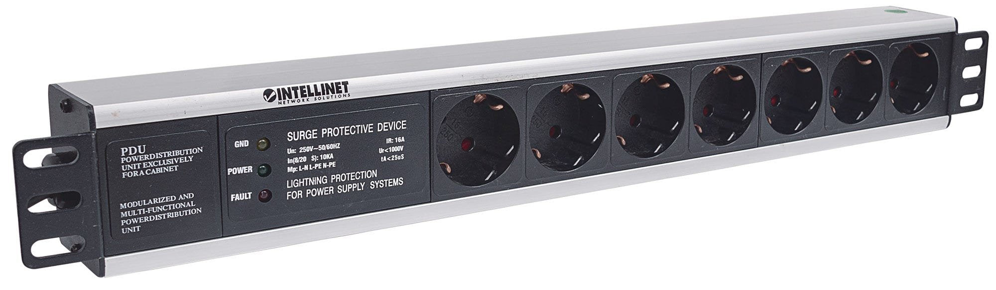 EAN 0766623714006 - Intellinet 714006 unidad de distribución de energía (PDU) 7 salidas AC 1.5U Negro imagen 2