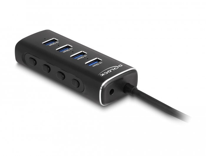 Delock 64233 Usb 10 Gbps De 4 Puertos Con Conector Usb Type-C Cable De 60 Cm E Interruptor Para Cada Puerto