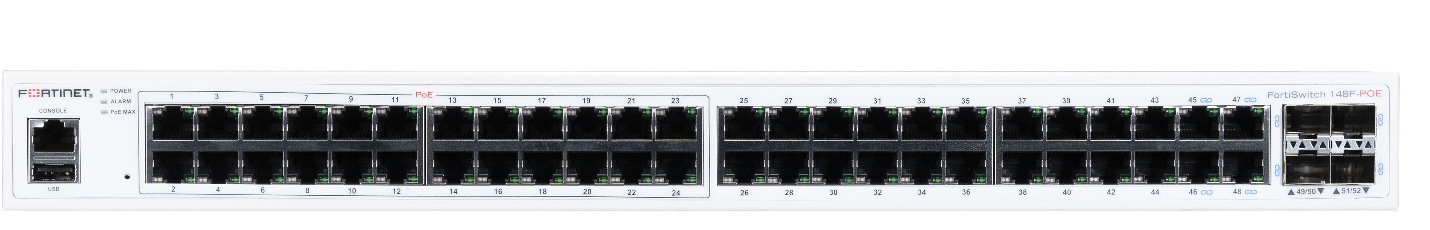 Fortiswitch 148f-Poe, L2+ Management Switch With 48x Ge Port + 4x Sfp+ Port + 1x Rj45 Console.