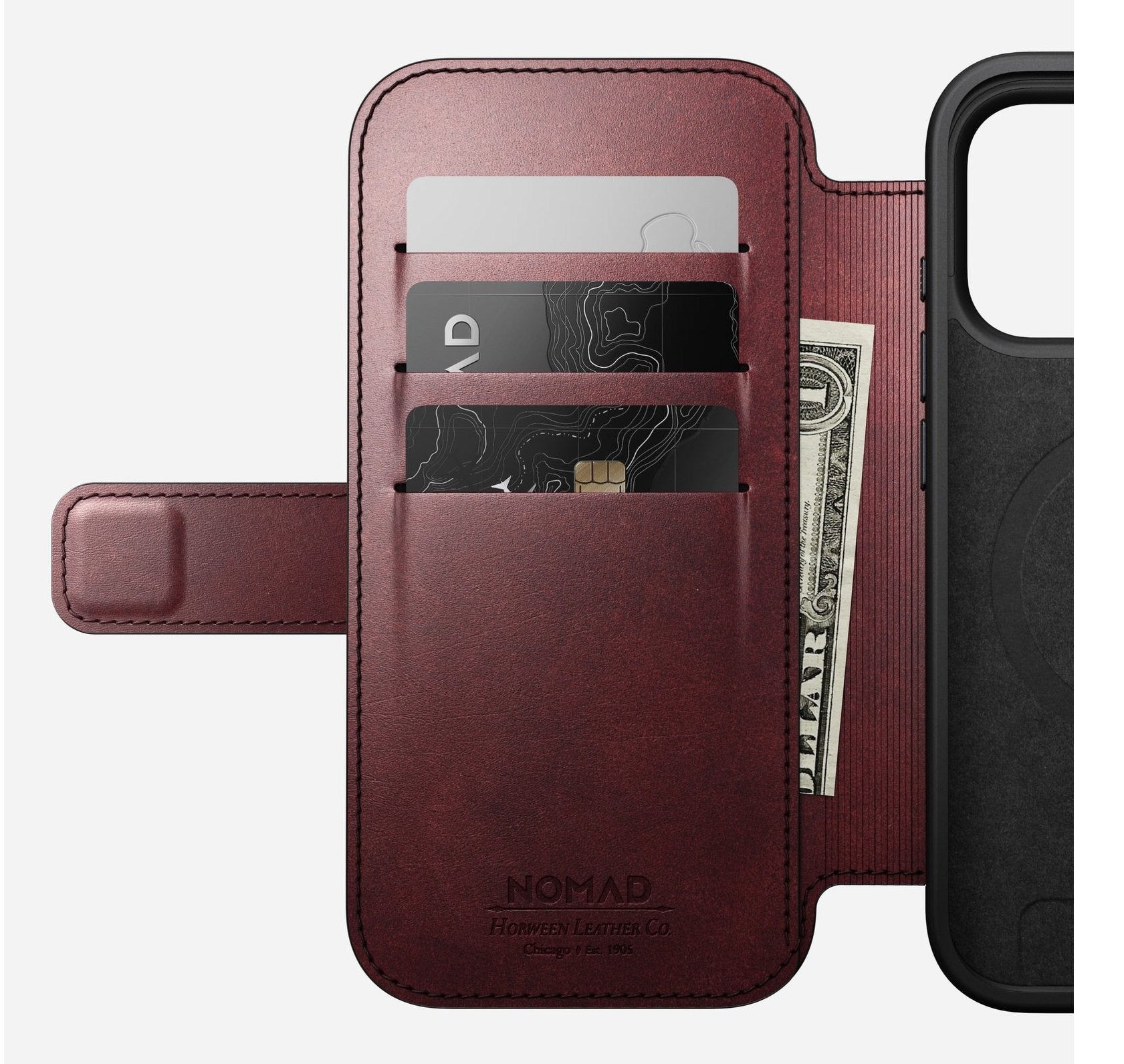 Nomad Modern Leather Folio Iphone 17 Pro Burgundy Horween