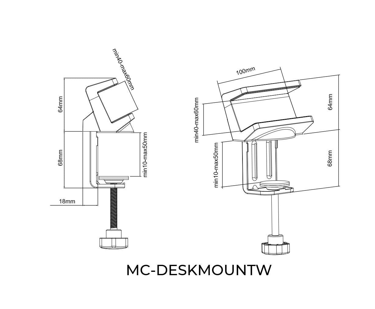 Power Strip Desk Mount, Clamp  Grip Power Strips Up To 60mm,