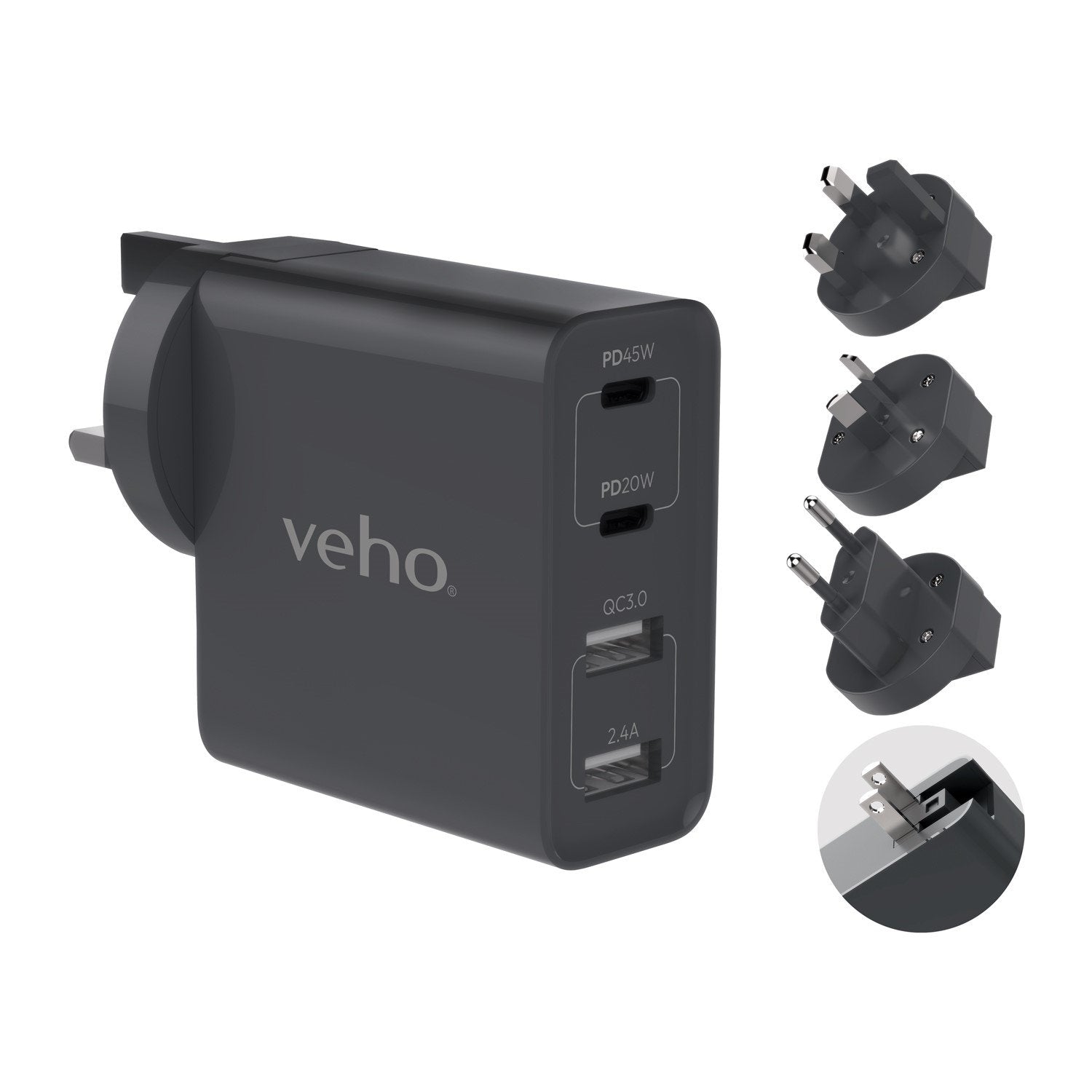 EAN 5060594761454 - Veho VAA-700-TA45 adaptador e inversor de corriente 20 W Gris imagen 1