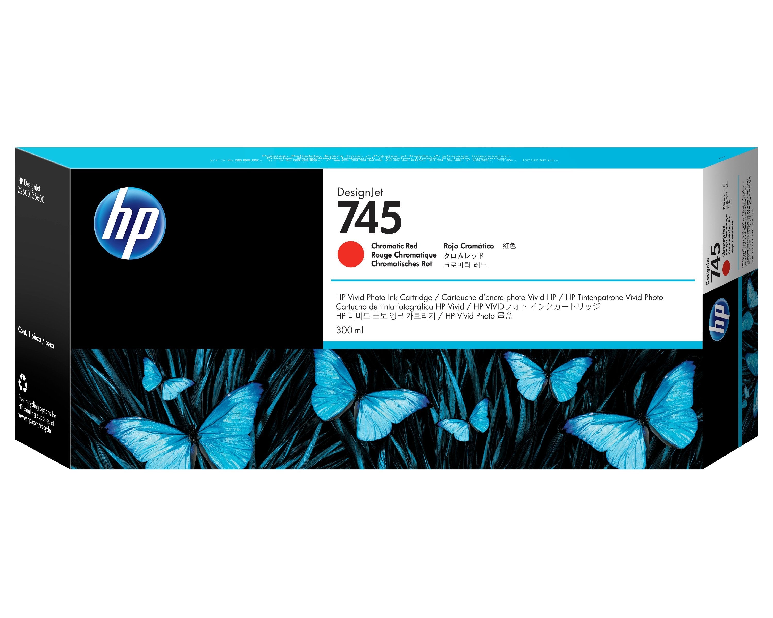 EAN 0725184104695 - HP 745 300-ml DesignJet Chromatic Red Ink Cartridge cartucho de tinta 1 pieza(s) Original Alto rendimient imagen 1