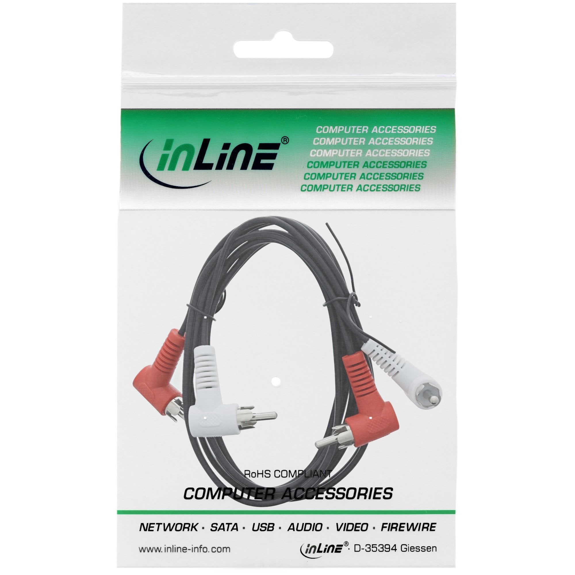 Inline® Cable De Audio, 2x Rca M/M, Angled, 1.2m