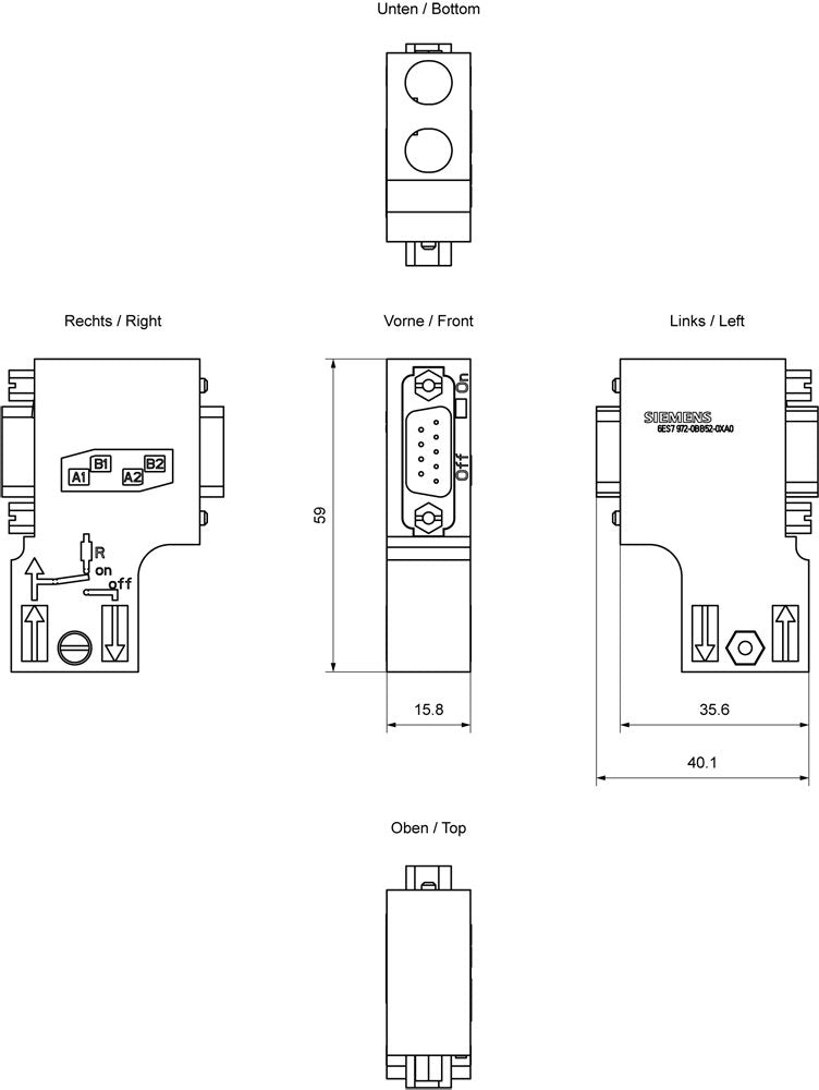 Siemens 6es7972-0bb52-0xa0 Cambiador De Género Para Cable