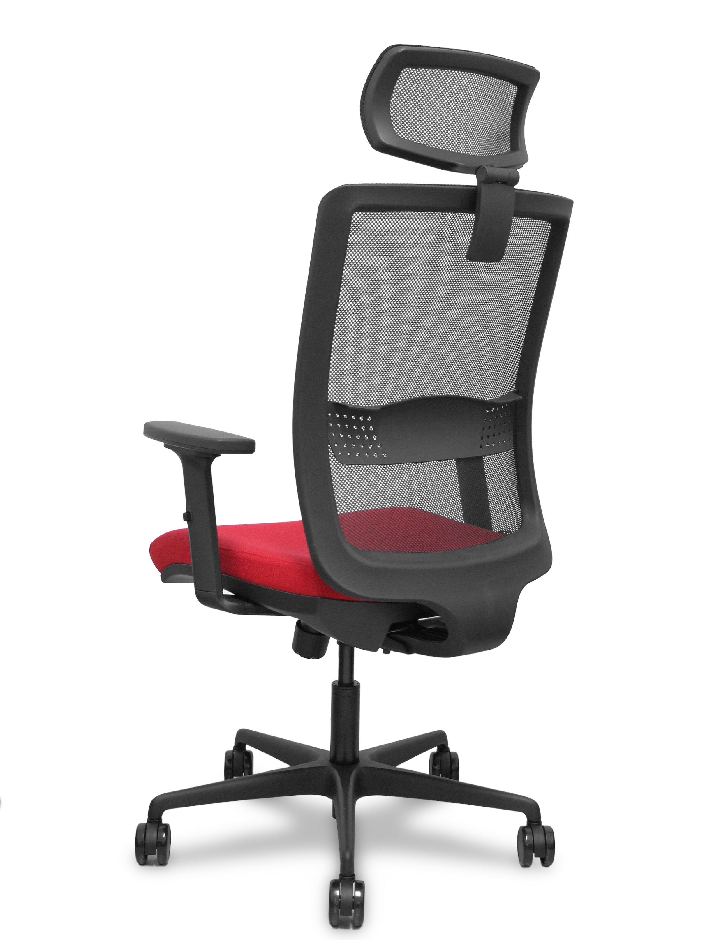 Piqueras Y Crespo Silla Haches Traslack Malla Negra Asiento Bali Rojo Brazos 2d Ruedas 65mm Cabecero Regulable