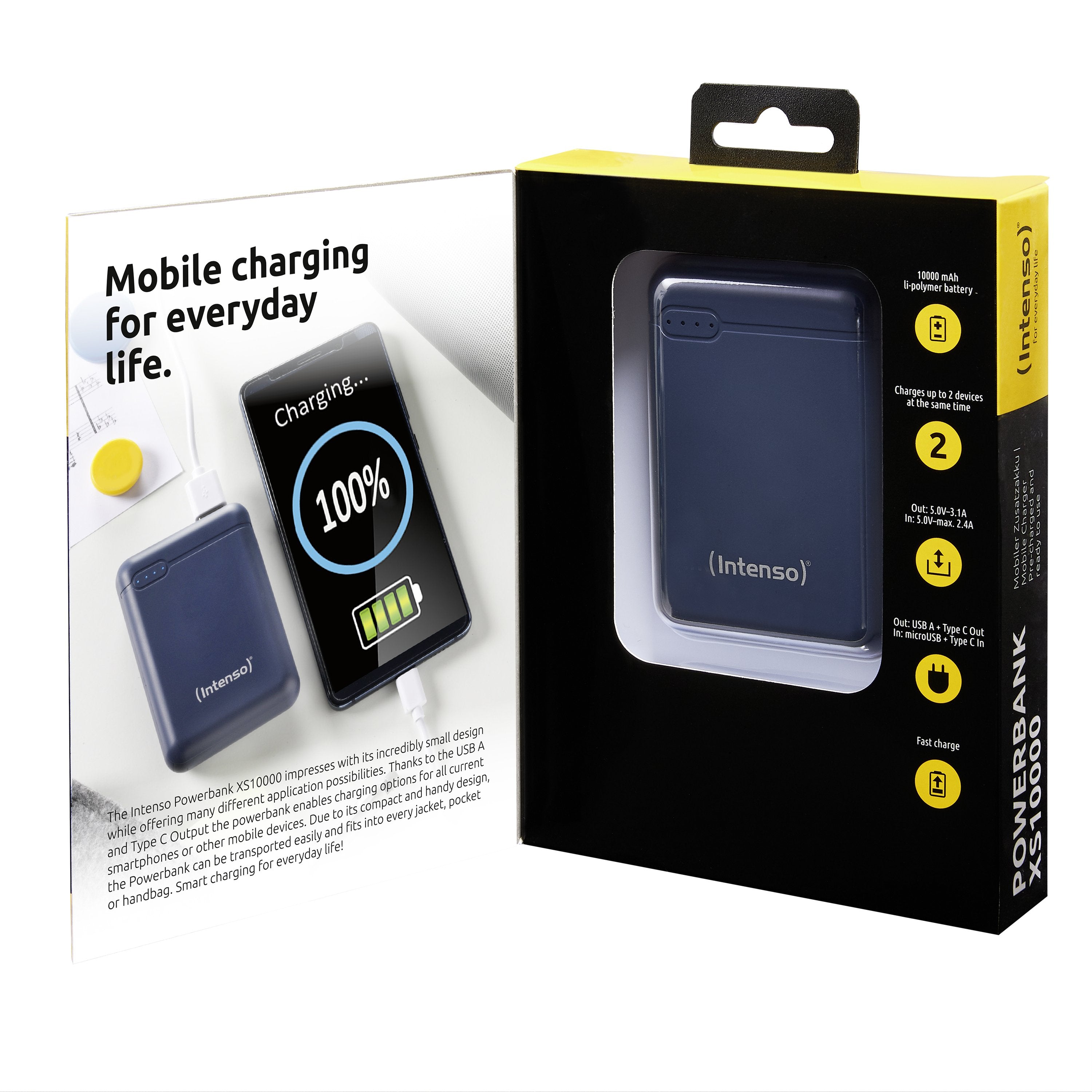 Intenso Powerbank Xs10000 Dkblue 10000 Mah Inkl. Usb-A To Type-C