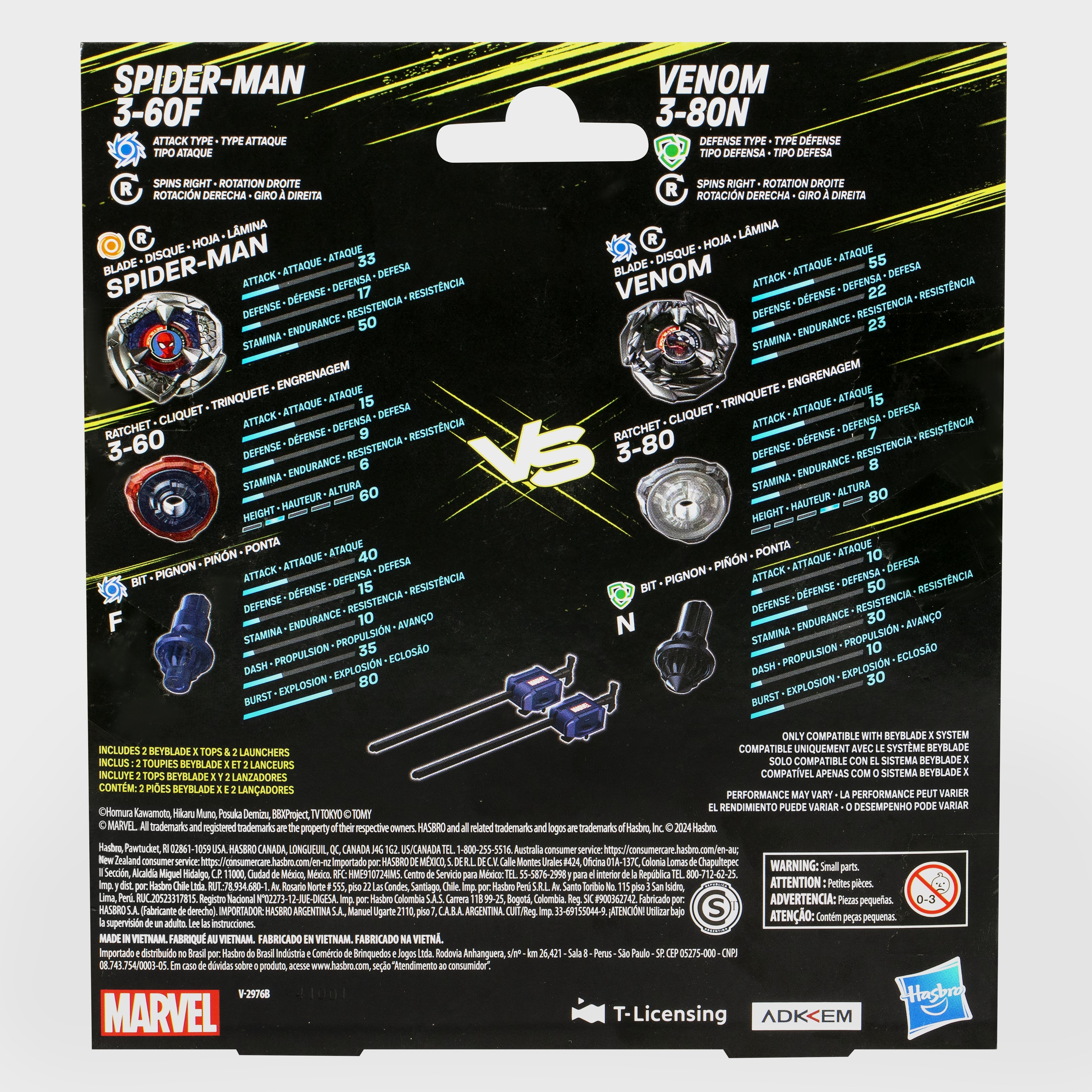 Juego Spider-Man 3-60f Venom 3-80n Beyblade X