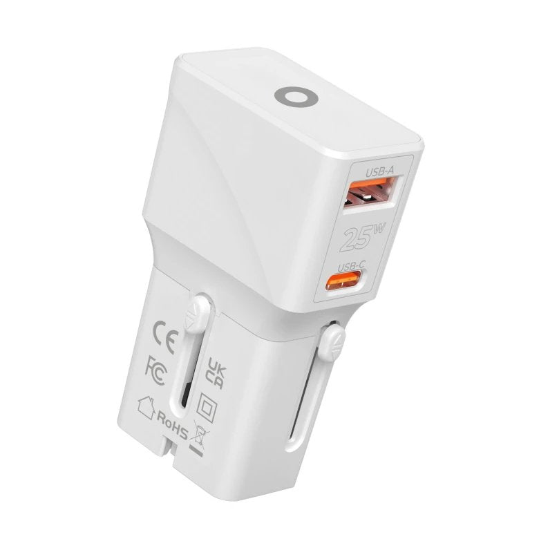 Mobile Origin Travel Adapter 25w Eu/Us/Uk/Au, White