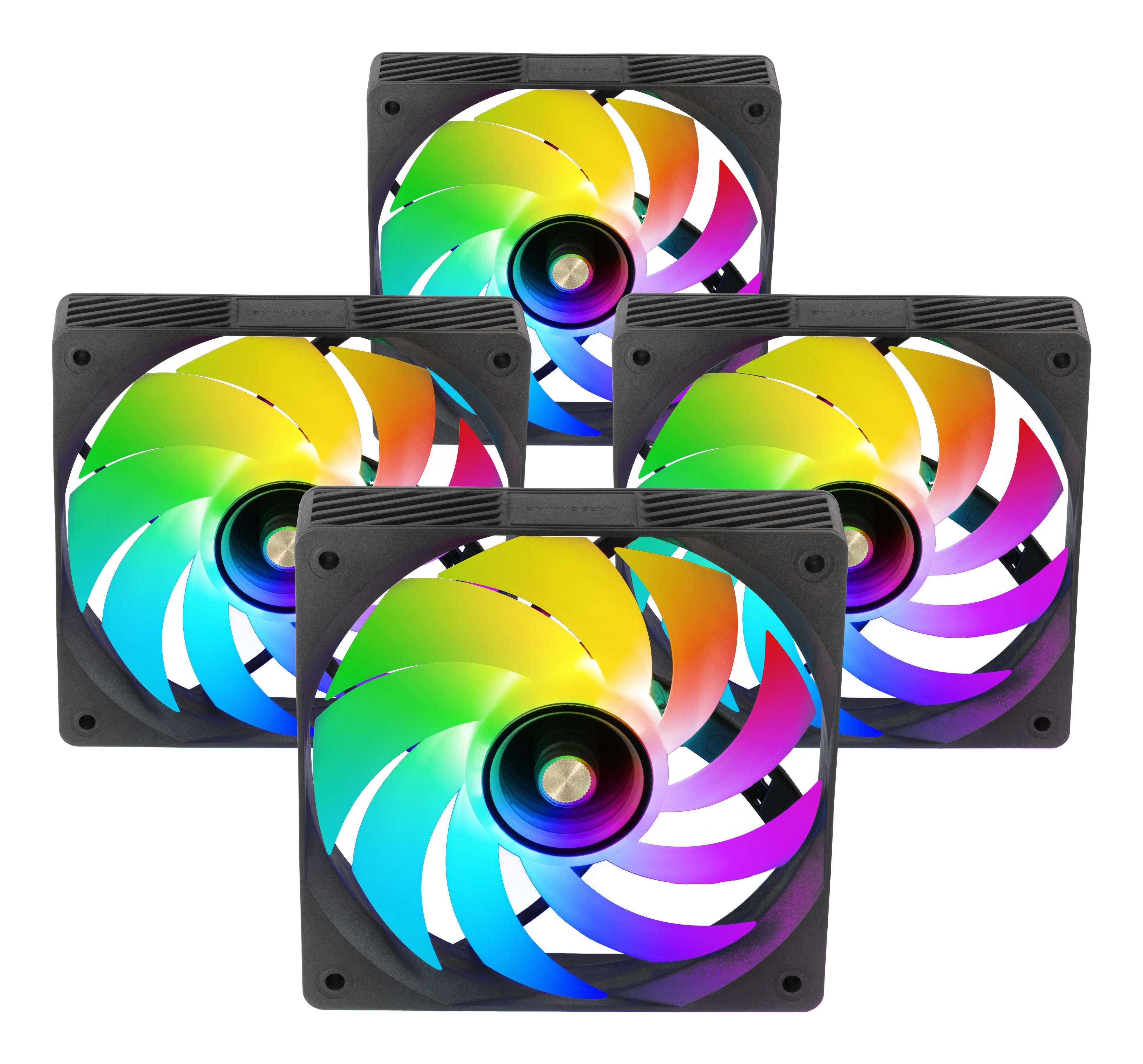 Kit 4 Ventiladores Pc  Auxiliar Mf-Si4kit A-Rgb Infinity Negro Mars Gaming 4x Ventiladores Ultrasilenciosos Argb/ Mando A Distancia Y Hub Argb.