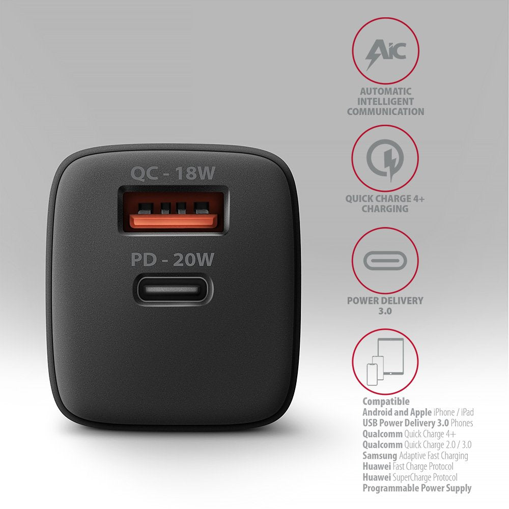EAN 8595247907882 - Axagon ACU-PQ20 wall charger QC3.0/AFC/FCP+ PD type-C 20 W - schwarz - USB Typ C Teléfono móvil, Smartpho imagen 4