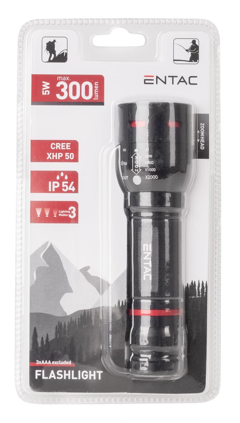 Entac Taschenlampe Zoom Alu T6 3aaa Exkl.