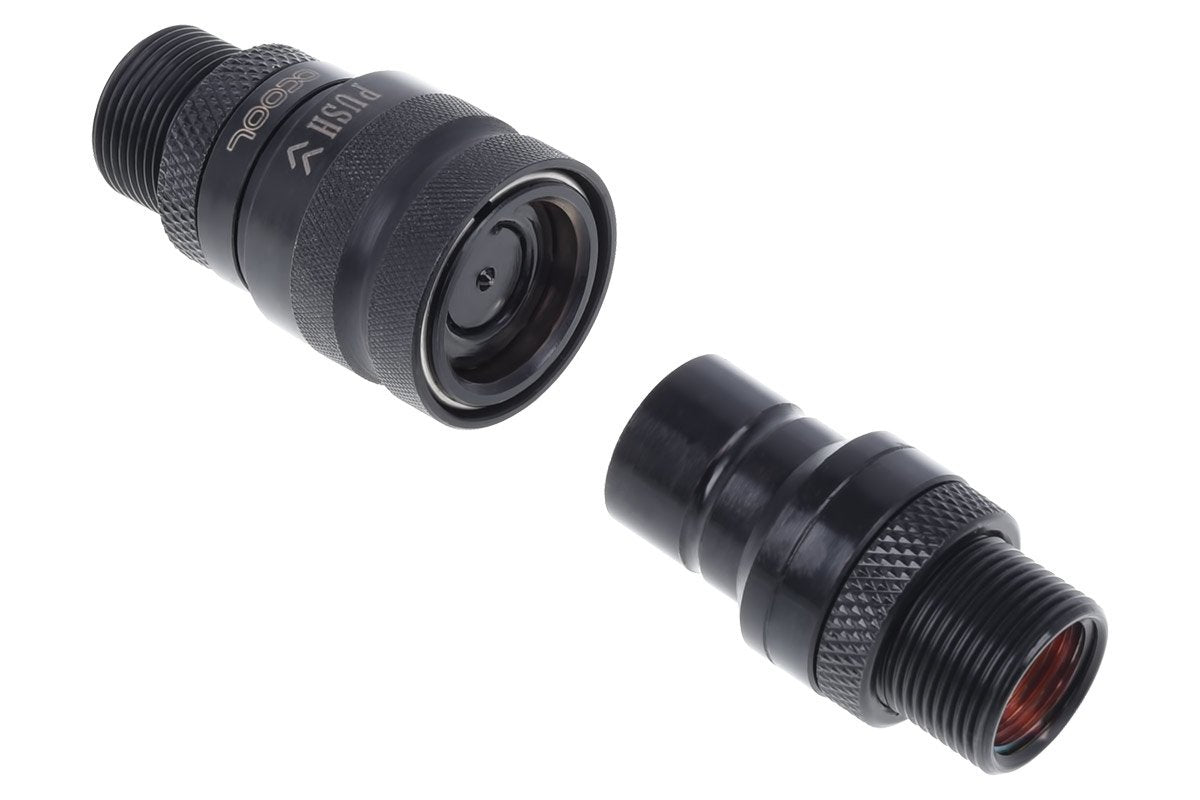 Alphacool Eiszapfen Juego De Acoplamiento Rápido Con Conexión De Tornillo De Doble Mamparo G1/4 It - Deep Black, Conexión Negro (Mate), Para Mangueras Blandas (Pvc, Silicona, Neopreno) 17368