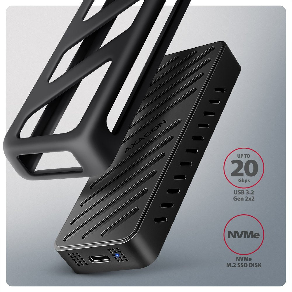 EAN 8595247908483 - Axagon EEM2-20G NVMe-SSD-Gehäuse USB-C 3.2 20 Gbps 2230 - 2280 - schwarz Caja externa para unidad de esta imagen 4