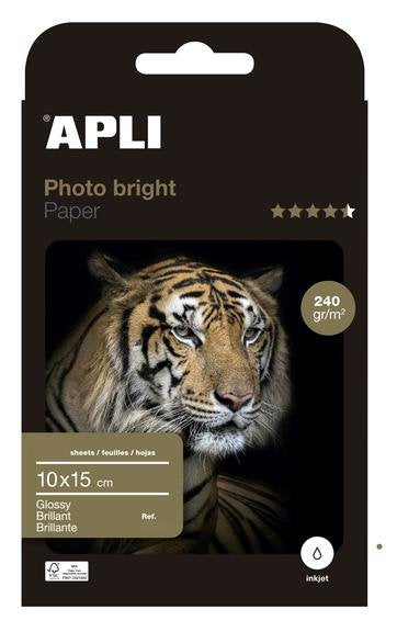 Apli Papel Fotográfico Brillante 240 Gr. Tamaño 10x15 Cm - 100 Hojas -