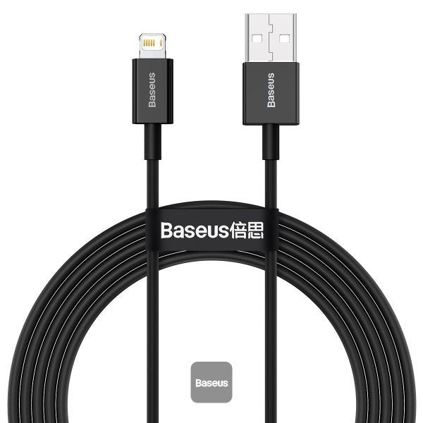 Baseus Lightning Superior Series Cable, Fast Charging, Data 2.4a, 2m Black (Calys-C01)