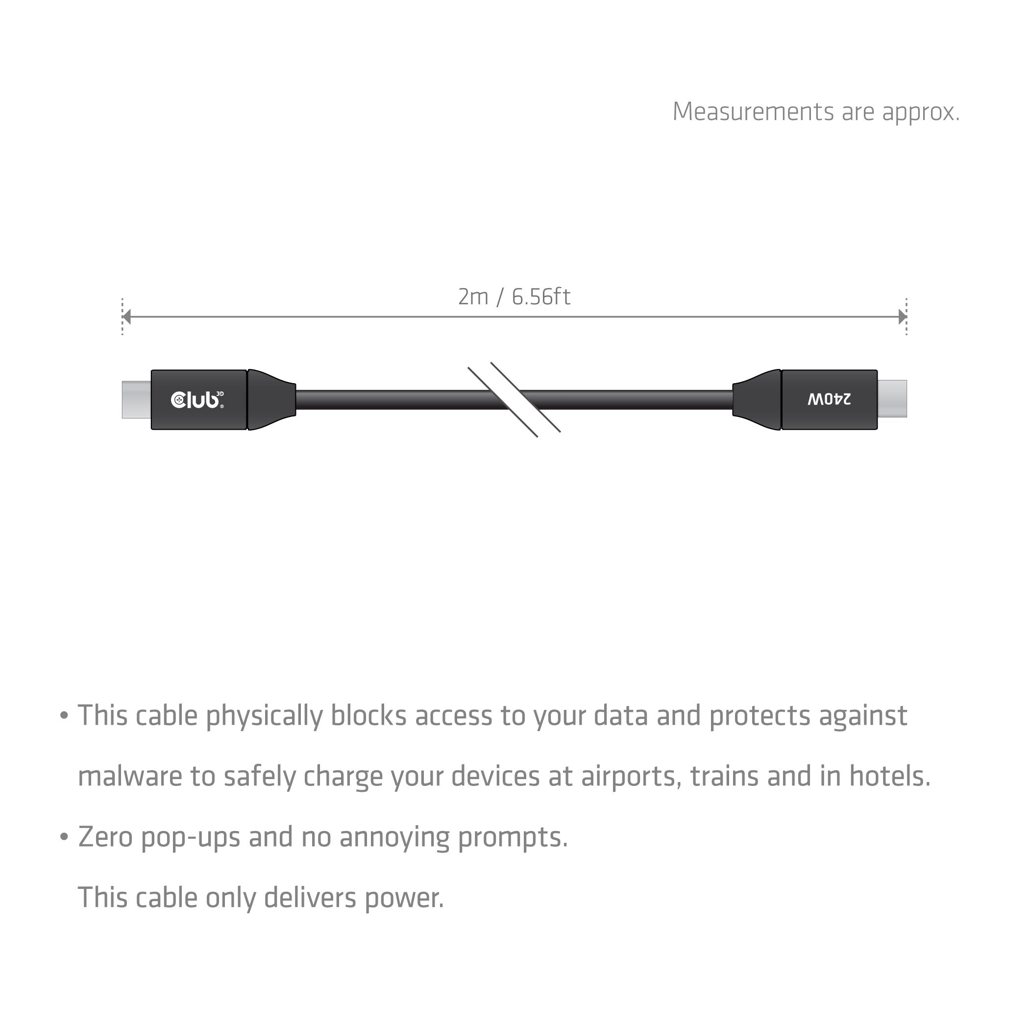 Club3d Usb-C Sicherheitsladecable 240w 2m M M
