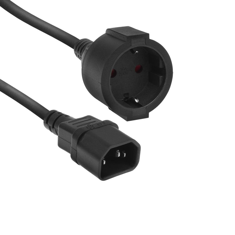 Cable Extension C14 A Cee 7/3 Shucko Hembra 0,20m Negro