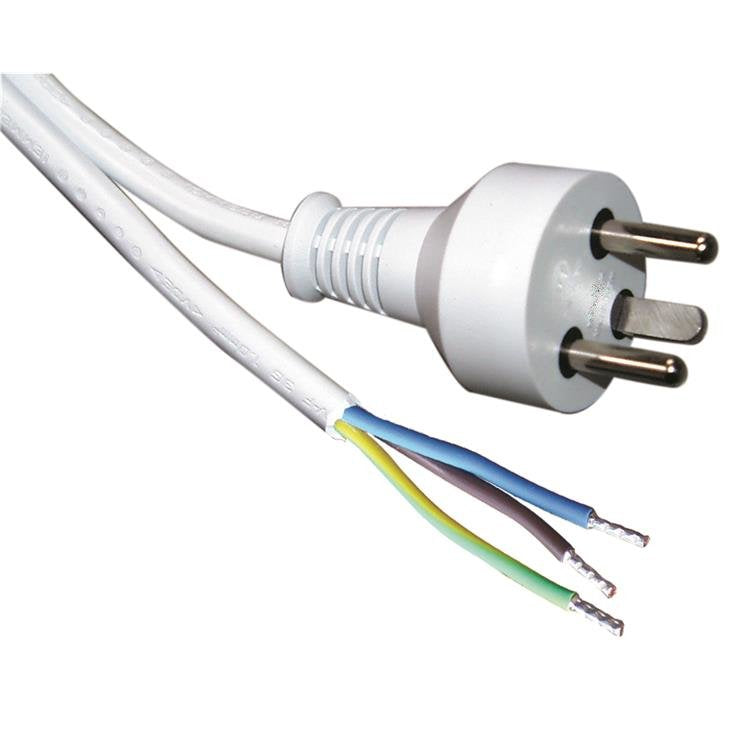 Roline Power Cable Open End. K Plug. White. 1.0m