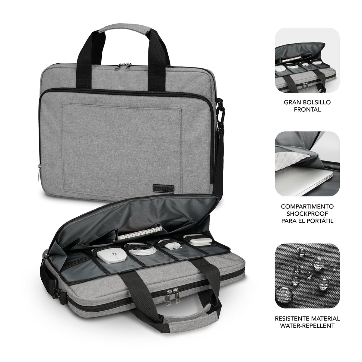 EAN 8436586741624 - SUBBLIM SUB-LB-4APLB10 maletines para portátil 39,6 cm (15.6") Maletín Toploader Gris imagen 2