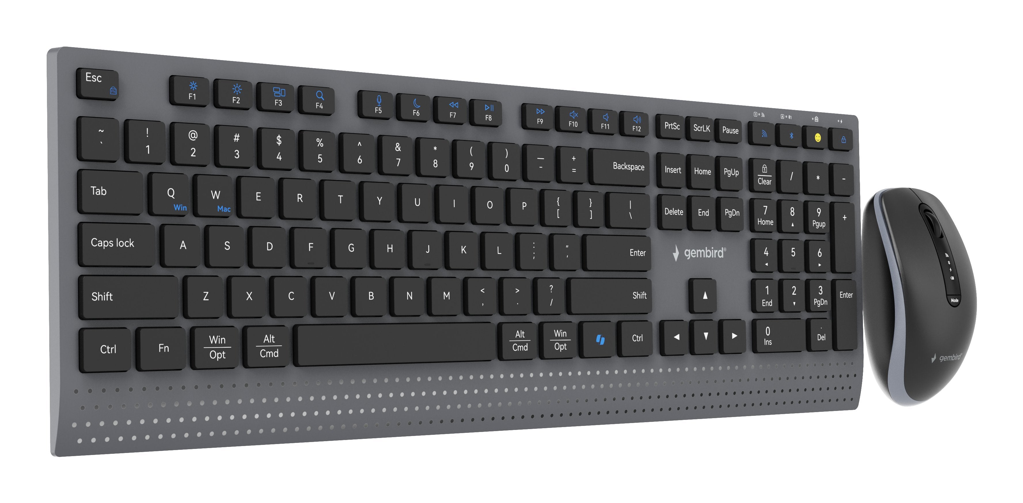 Gembird Dual-Mode Slim Wireless Desktop Set 2.4g+Bt Us Layout