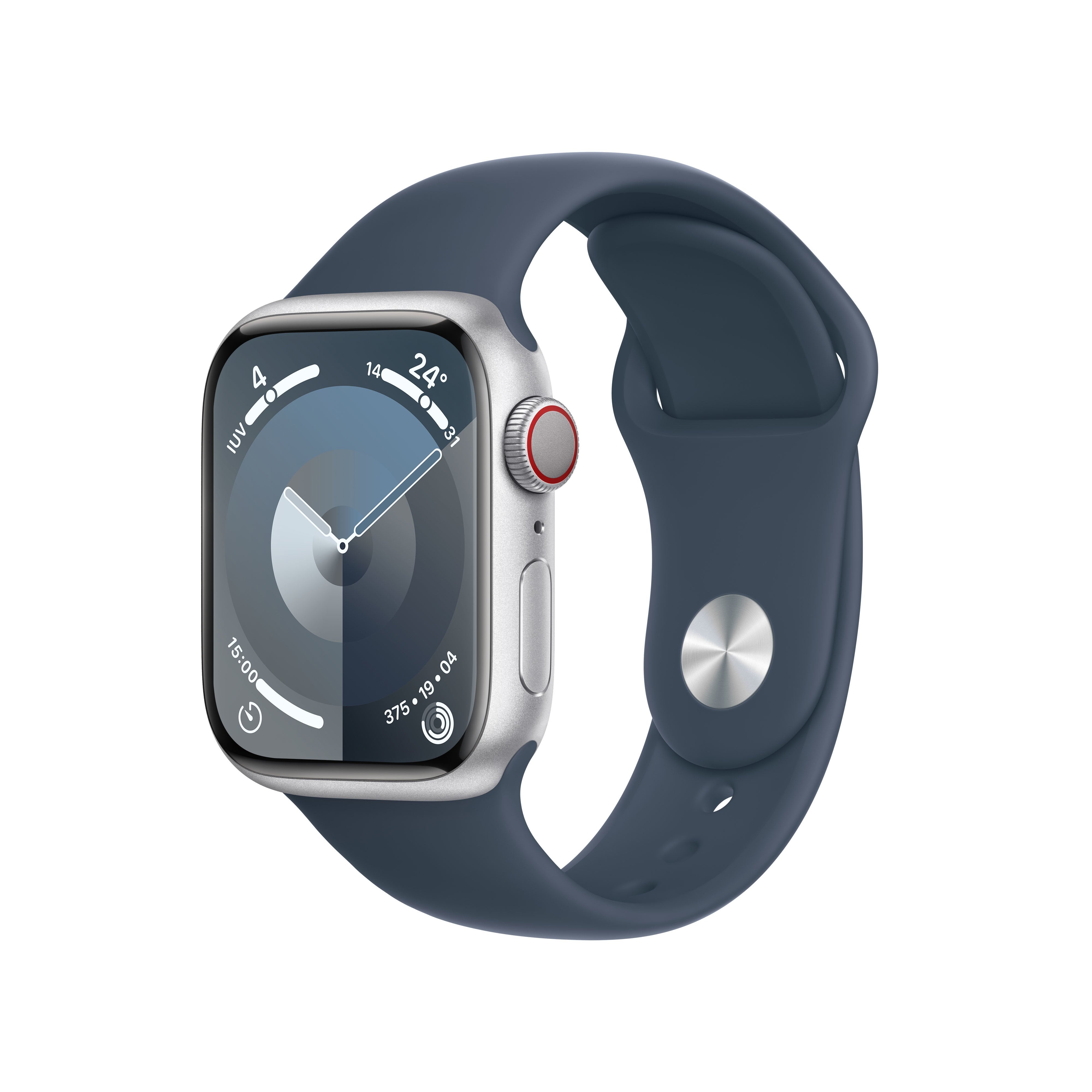 Apple Watch Series 9 Gps Cellular 41mm Caja De Aluminio Plata Correa Deportiva Azul Tempestad S M