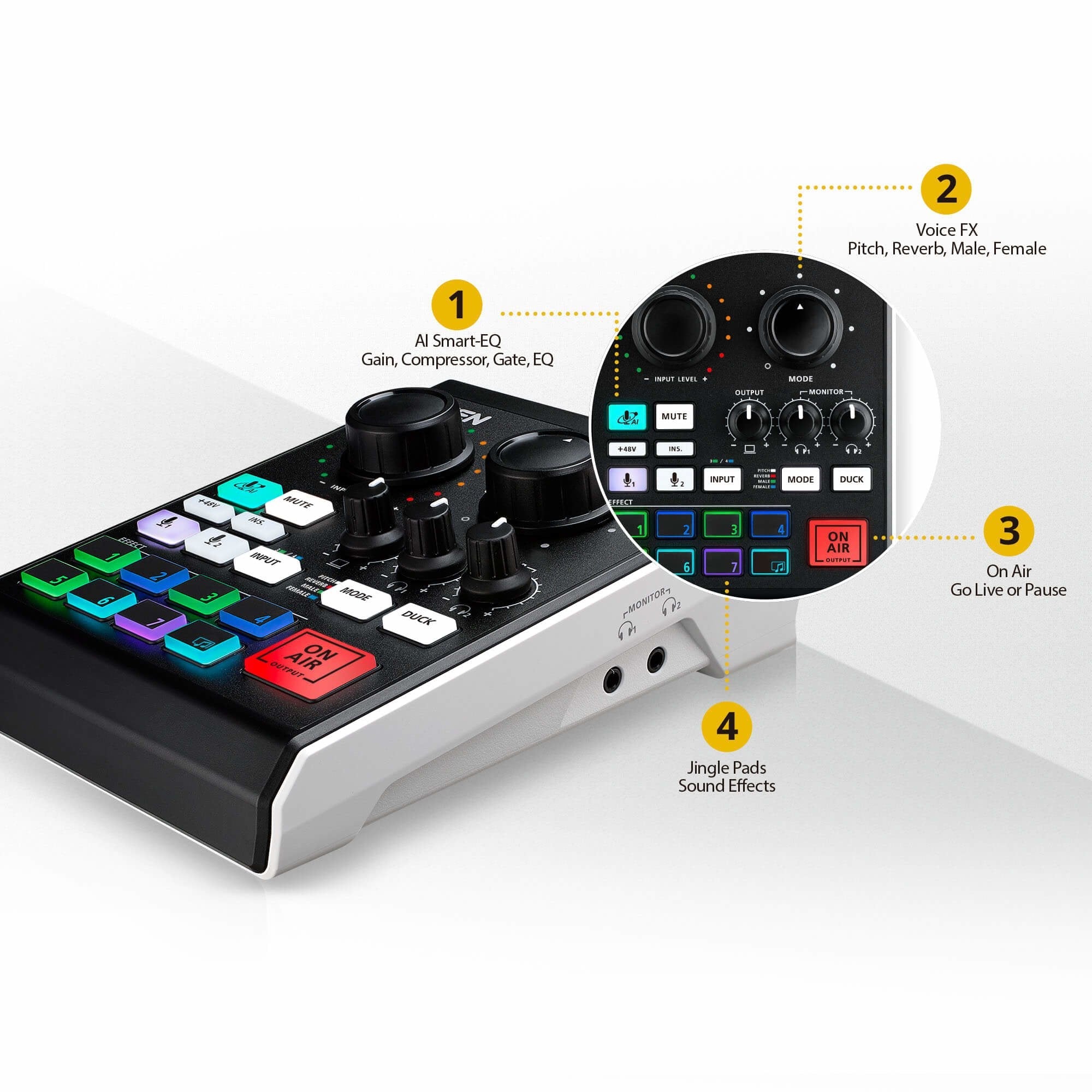 Aten Mezclador De Audio Para Pódcast Con Ia  Miclive De 6 Canales